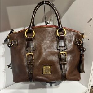 Dooney & Bourke Brown Satchel with Gold Accents
